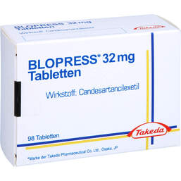 Abbildung: Blopress 32 mg Tabletten 98 St, Tabletten PZN 11046146
