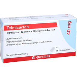 Abbildung: Telmisartan Glenmark 40 mg Filmtabletten 28 St, Filmtabletten PZN 11047648