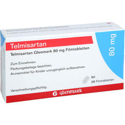 Abbildung: Telmisartan Glenmark 80 mg Filmtabletten 28 St, Filmtabletten PZN 11047677