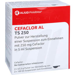 Abbildung: Cefaclor AL TS 250 P.z.H.einer Suspension zum Einnehmen 250 mg / 5 ml 2X100 ml, Pulver zur Herstellung einer Suspension zum Einnehmen PZN 11052810