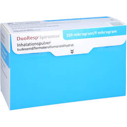 Abbildung: Duoresp Spiromax 320µg / 9 µg / Dosis 3x60ED Inh.-Pulver 3 St, Inhalationspulver PZN 11054513