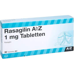 Abbildung: Rasagilin AbZ 1 mg Tabletten 30 St, Tabletten PZN 11058043