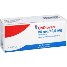 Abbildung: Codiovan 80 mg / 12,5 mg Filmtabletten 98 St, Filmtabletten PZN 11080048