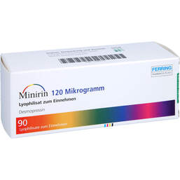 Abbildung: Minirin 120 Mikrogramm Lyophilisat zum Einnehmen 90 St, Schmelztabletten PZN 11083147