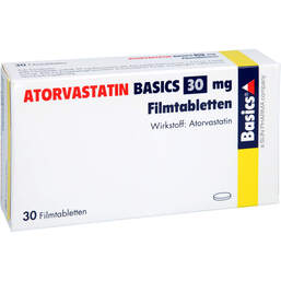 Abbildung: Atorvastatin Basics 30 mg Filmtabletten 30 St, Filmtabletten PZN 11083928