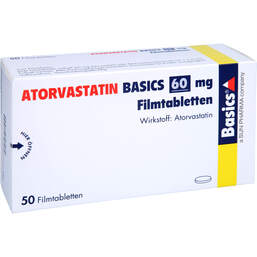 Abbildung: Atorvastatin Basics 60 mg Filmtabletten 50 St, Filmtabletten PZN 11083963