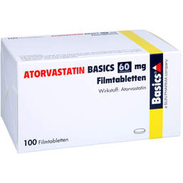 Abbildung: Atorvastatin Basics 60 mg Filmtabletten 100 St, Filmtabletten PZN 11083992