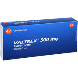 Abbildung: Valtrex 500 mg Filmtabletten 42 St, Filmtabletten PZN 11088601