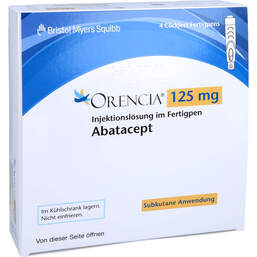 Abbildung: Orencia 125 mg Injektionslösung im Fertigpen 1X4 St, Injektionslösung in einem Fertigpen PZN 11095570