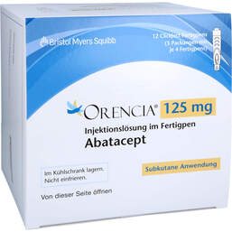 Abbildung: Orencia 125 mg Injektionslösung in einem Fertigpen 3X4 St, Injektionslösung in einem Fertigpen PZN 11095587