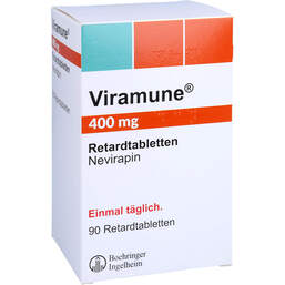 Abbildung: Viramune 400 mg Retardtabletten 90 St, Retard-Tabletten PZN 11096569
