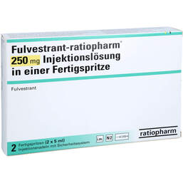 Abbildung: Fulvestrant ratiopharm 250 mg Injektionslösung i.e.FS 2X5 ml, Injektionslösung in einer Fertigspritze PZN 11098278