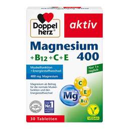 Abbildung: Doppelherz Magnesium 400+B12+C+E Tabletten 30 St, Tabletten PZN 11100302