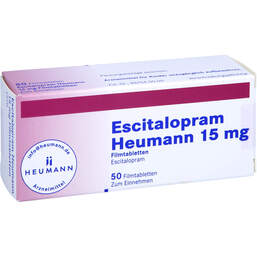 Abbildung: Escitalopram Heumann 15 mg Filmtabletten 50 St, Filmtabletten PZN 11101891