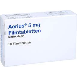 Abbildung: Aerius 5 mg Filmtabletten 50 St, Filmtabletten PZN 11103281