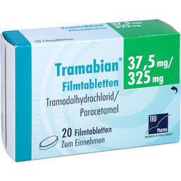 Abbildung: Tramabian 37,5 mg / 325 mg Filmtabletten 20 St, Filmtabletten PZN 11111091