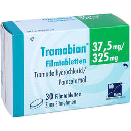 Abbildung: Tramabian 37,5 mg / 325 mg Filmtabletten 30 St, Filmtabletten PZN 11111116
