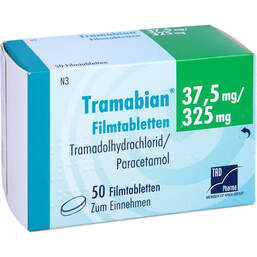 Abbildung: Tramabian 37,5 mg / 325 mg Filmtabletten 50 St, Filmtabletten PZN 11111145