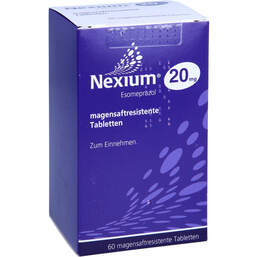 Abbildung: Nexium 20 mg magensaftresistente Tabletten 60 St, Tabletten magensaftresistent PZN 11111872