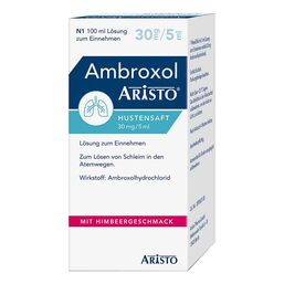 Abbildung: Ambroxol Aristo Hustensaft 30 mg / 5 ml Lösung zum Einnehmen 100 ml, Lösung zum Einnehmen PZN 11112191 