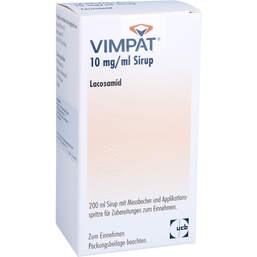 Abbildung: Vimpat 10 mg / ml Sirup 200 ml, Sirup PZN 11123214