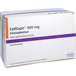 Abbildung: Cellcept 500 mg Filmtabletten 150 St, Filmtabletten PZN 11125584