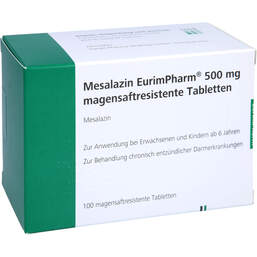 Abbildung: Mesalazin Eurimpharm 500 mg magensaftresistent Tabletten 100 St, Tabletten magensaftresistent PZN 11125615