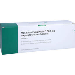 Abbildung: Mesalazin Eurimpharm 500 mg magensaftresistent Tabletten 300 St, Tabletten magensaftresistent PZN 11125621