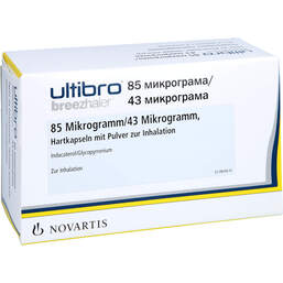 Abbildung: Ultibro Breezhaler 85 µg / 43 µg Hartk.mit Pulver zur Inh. 30 St, Hartkapseln mit Pulver zur Inhalation PZN 11125638