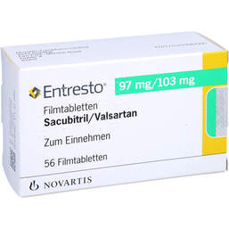 Abbildung: Entresto 97 mg / 103 mg Filmtabletten 56 St, Filmtabletten PZN 11126572