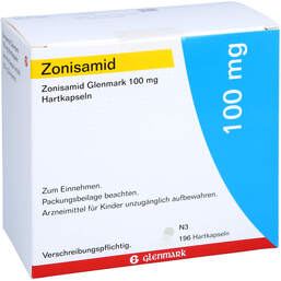 Abbildung: Zonisamid Glenmark 100 mg Hartkapseln 196 St, Hartkapseln PZN 11127749