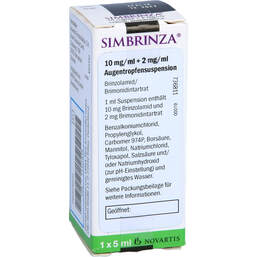 Abbildung: Simbrinza 10 mg / ml + 2 mg / ml Augentropfensuspension 5 ml, Augentropfen PZN 11127838