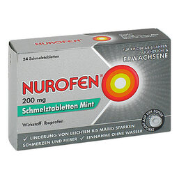 Abbildung: NUROFEN® 200 mg Schmelztabletten Mint Schmelztabletten, 24 St PZN 11128051