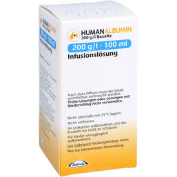 Abbildung: Human Albumin 200 g / l Baxalta Infusionslösung 100 ml, Infusionslösung PZN 11128720