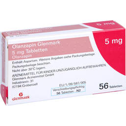 Abbildung: Olanzapin Glenmark 5 mg Tabletten 56 St, Tabletten PZN 11130639