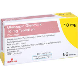 Abbildung: Olanzapin Glenmark 10 mg Tabletten 56 St, Tabletten PZN 11130651