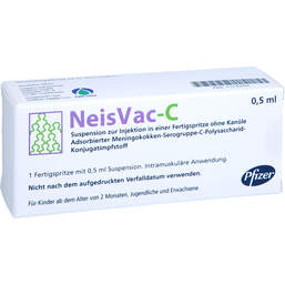 Abbildung: Neisvac-C Injektionssuspension.in einer Fertigspritze 1 St, Injektionssuspension PZN 11135097