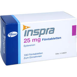 Abbildung: Inspra 25 mg Filmtabletten 100 St, Filmtabletten PZN 11149024