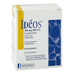 Abbildung: IDéOS 500mg/ 400 I.E. Kautabletten 90 St, Kautabletten PZN 11150760
