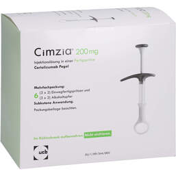 Abbildung: Cimzia 200 mg Injektionslösung in einer Fertigspritze 3X2 St, Injektionslösung PZN 11156159