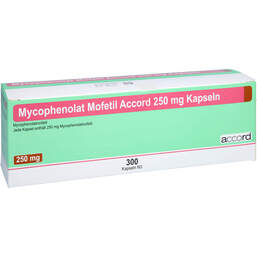 Abbildung: Mycophenolat Mofetil Accord 250 mg Kapseln 300 St, Hartkapseln PZN 11157012