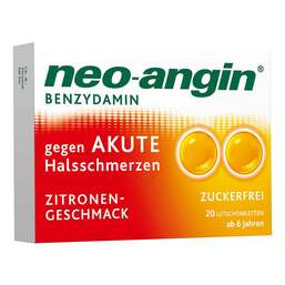 Abbildung: neo-angin® Benzydamin gegen akute Hasschmerzen Zitrone Lutschtabletten, 20 St PZN 11160178