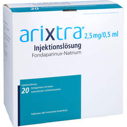 Abbildung: Arixtra 2,5 mg / 0,5 ml Injektionslösung in einer Fertigspritze 20X0.5 ml, Injektionslösung PZN 11162467