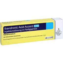 Abbildung: Ibandronic Acid Accord 3mg / 3ml Injektionslösung Fertigspritze 1 St, Injektionslösung PZN 11162579