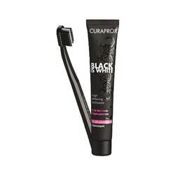 Abbildung: Curaprox Black is White Kohlezahnpasta und Bürste 1 St PZN 11165833