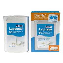 Abbildung: Lactrase 18.000 FCC Tabletten im Spender Doppelpackung 80 St, Tabletten PZN 11165974