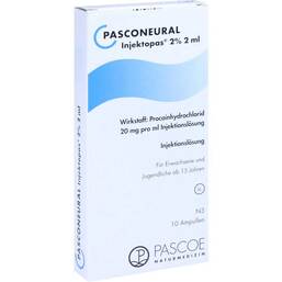 Abbildung: Pasconeural Injektopas 2% Ampullen 2 ml Injektionslösung, 10 St PZN 11170001