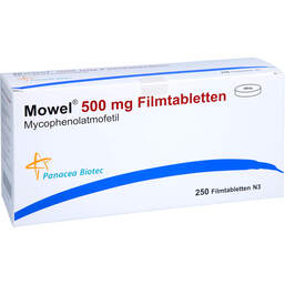 Abbildung: Mowel 500 mg Filmtabletten 250 St, Filmtabletten PZN 11171667