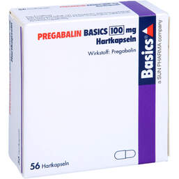 Abbildung: Pregabalin Basics 100 mg Hartkapseln 56 St, Hartkapseln PZN 11172365