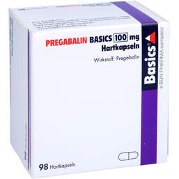 Abbildung: Pregabalin Basics 100 mg Hartkapseln 98 St, Hartkapseln PZN 11172371